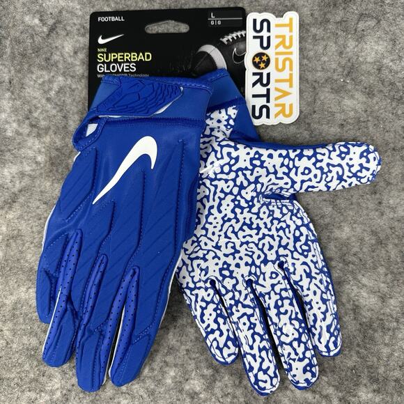 Nike Superbad 5.0 Padded Football Gloves Adult Size Large Royal Blue White NFL - Picture 1 of 7
